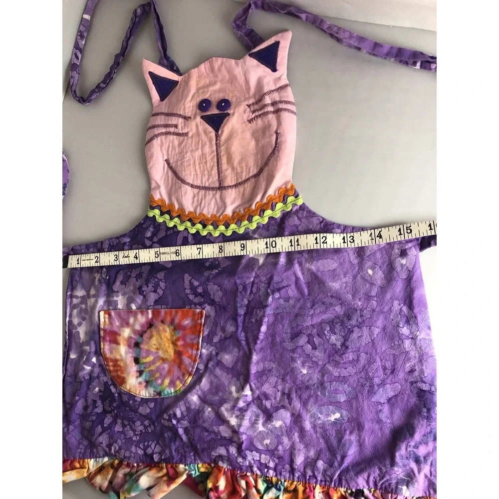Hand Crafted Cat Apron For A Child Small Tie Dye‎ Kitty Apron 18